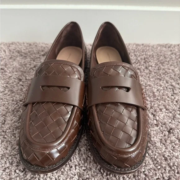 Loeffler Randall Rachel Espresso Woven Leather Loafers Size 8B - Picture 5 of 14